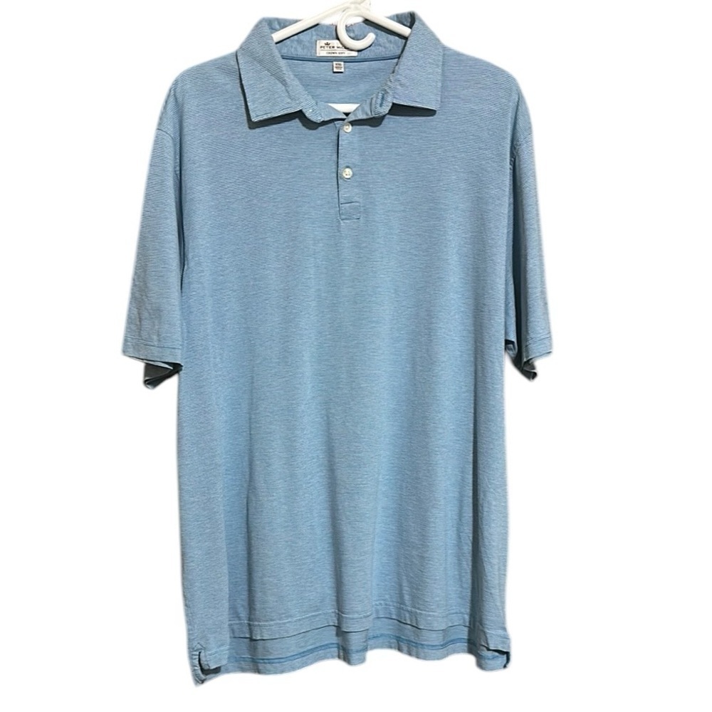 Peter Millar Crown Soft Polo Pima Cotton Silk Blue Size XXL